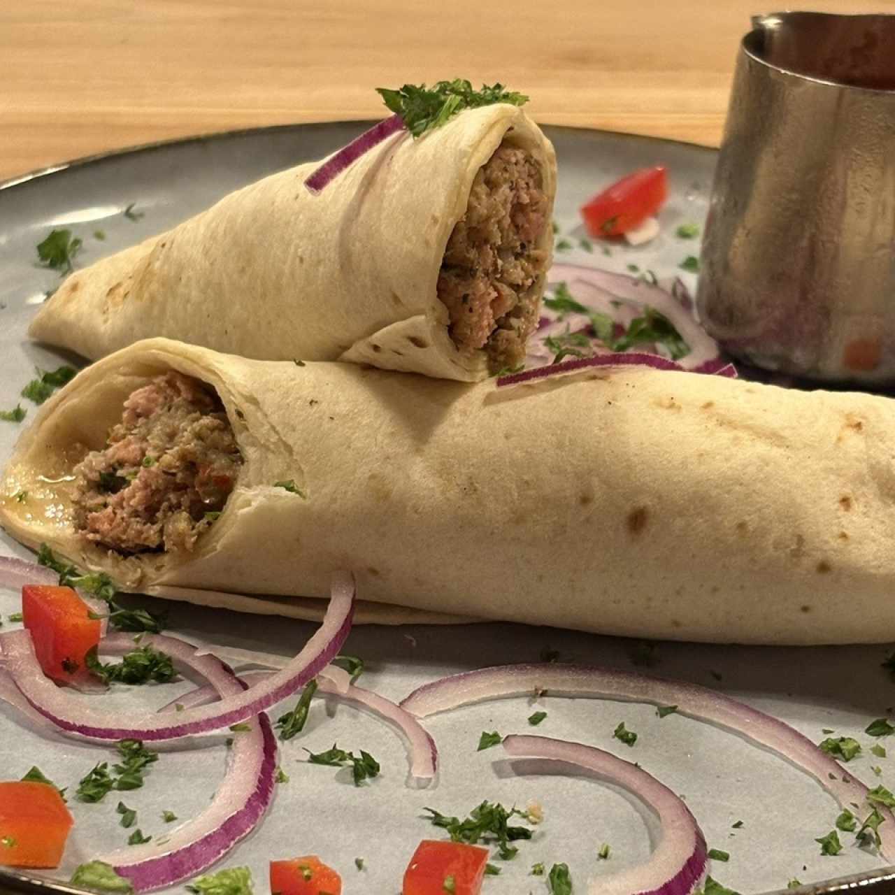 LAMRO'S LAMB KEBAB WITH LAVASH AND SOUCE