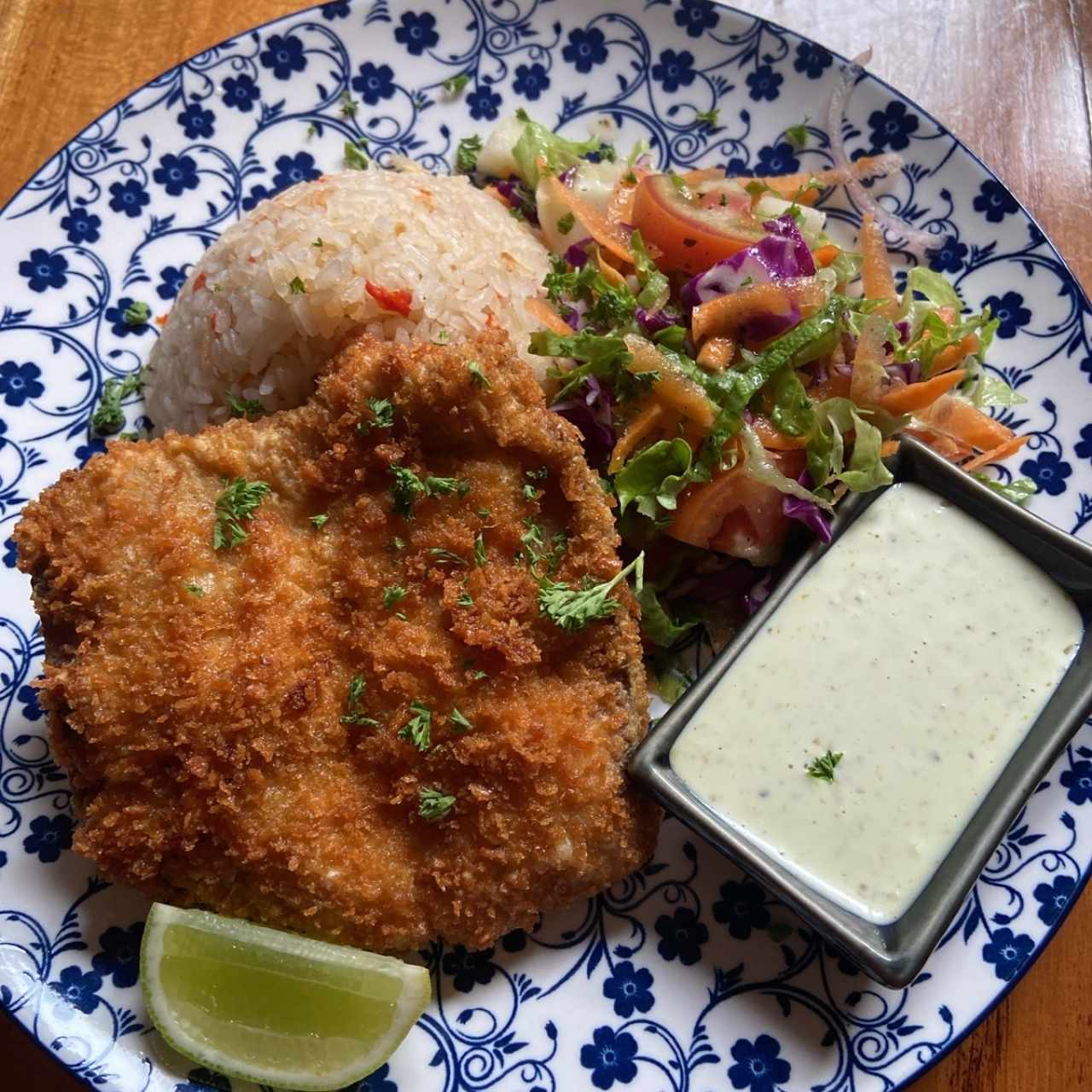 Filete de pescado con arroz con coco