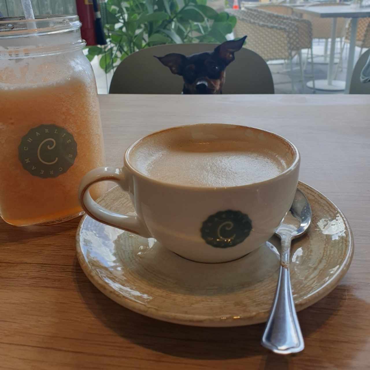 jugo de melón y capuccino