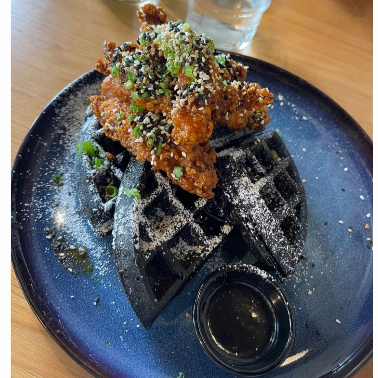 BLACK SESAME WAFFLE & SPICY HONEY BUTTER CHICKEN