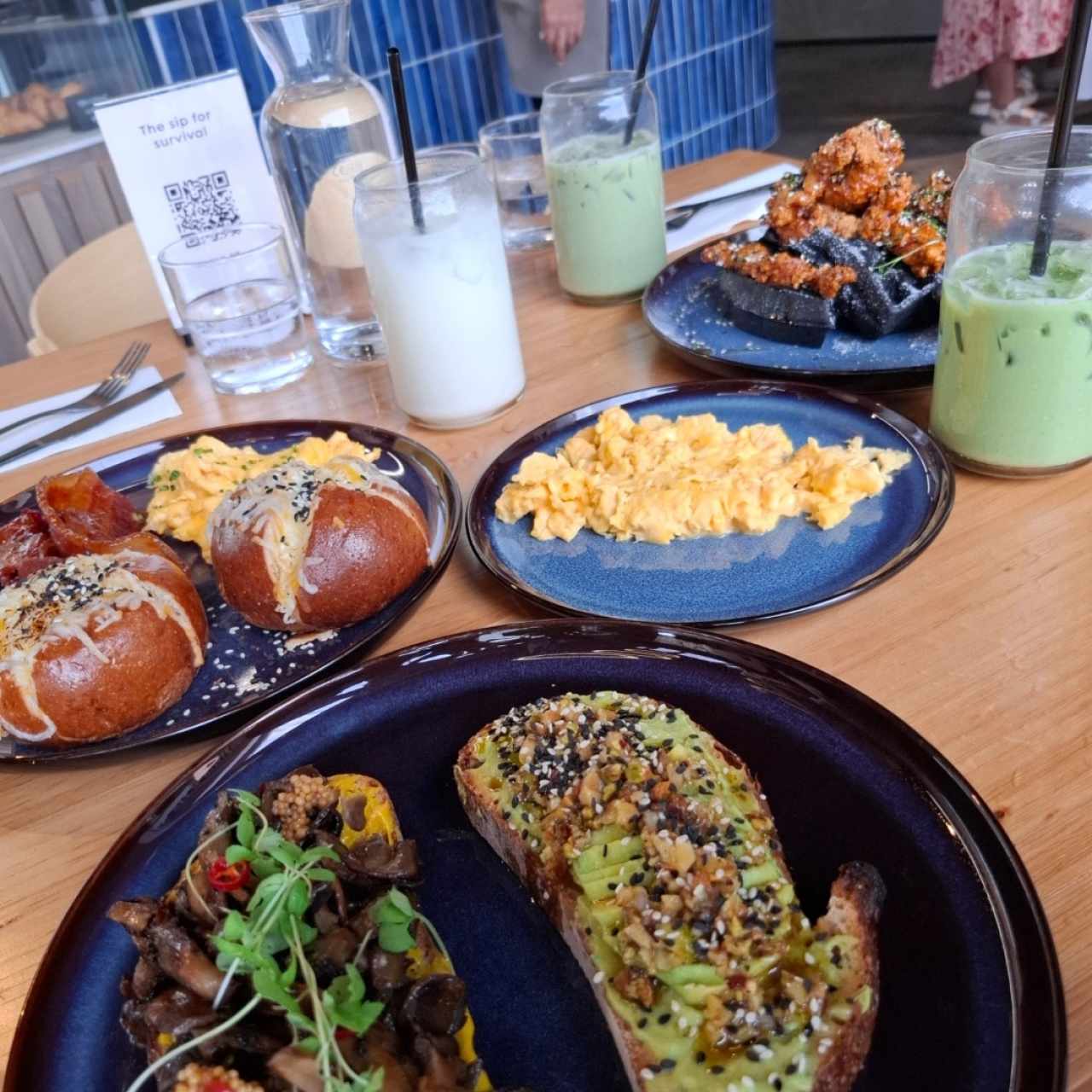 KOKŌ BREAKFAST - NOT OYSTER TOAST - BLACK SESAME WAFFLE & SPICY HONEY BUTTER CHICKEN 