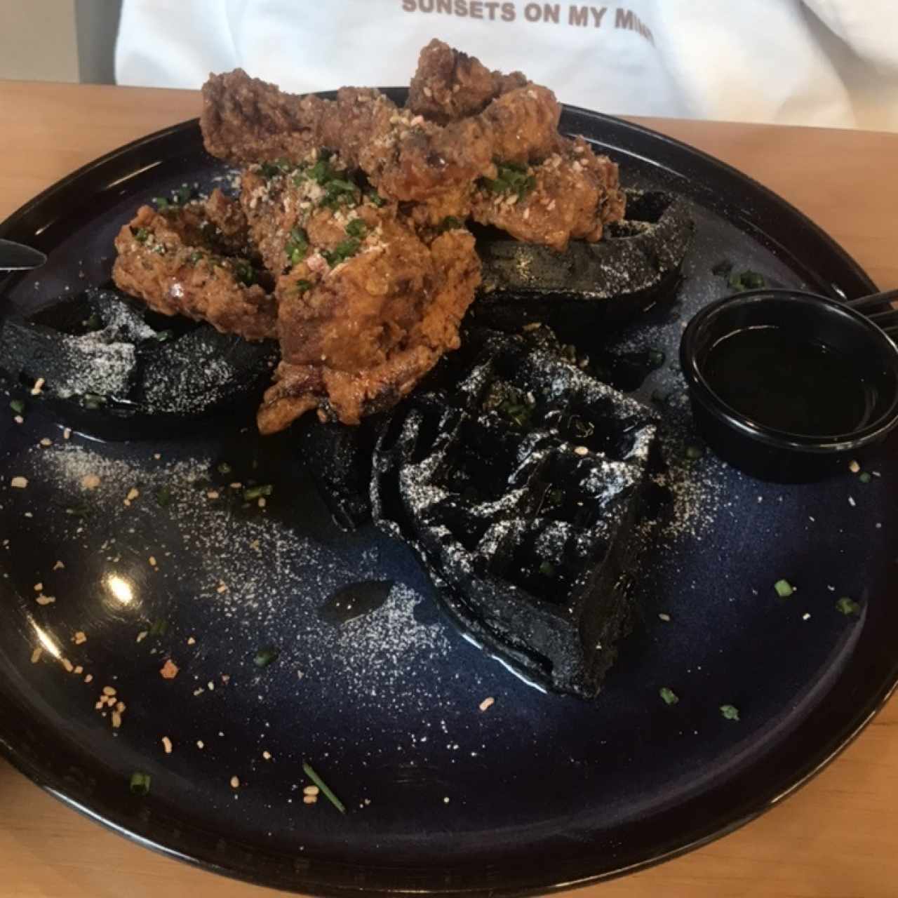 BLACK SESAME WAFFLE & SPICY HONEY BUTTER CHICKEN