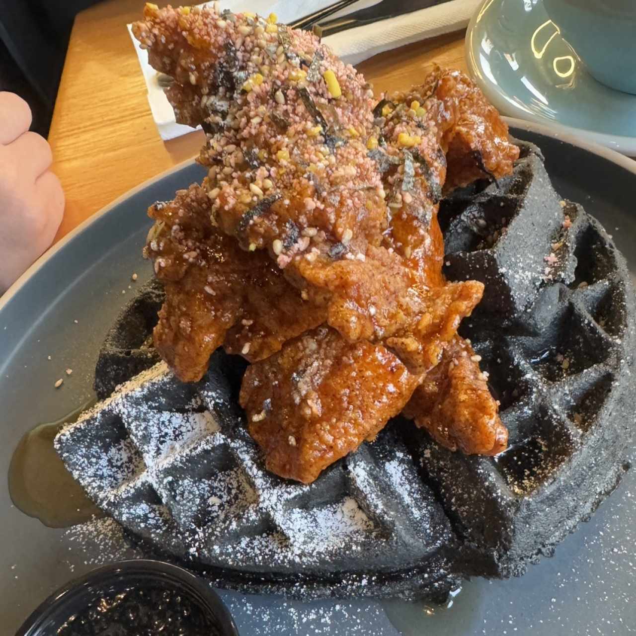 BLACK SESAME WAFFLE & SPICY HONEY BUTTER CHICKEN