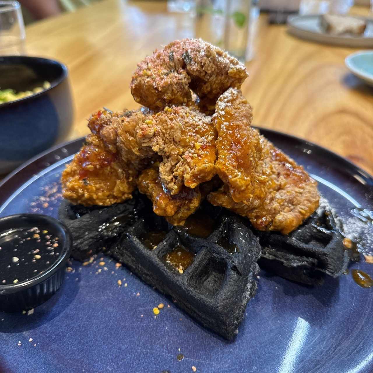 BLACK SESAME WAFFLE & SPICY HONEY BUTTER CHICKEN