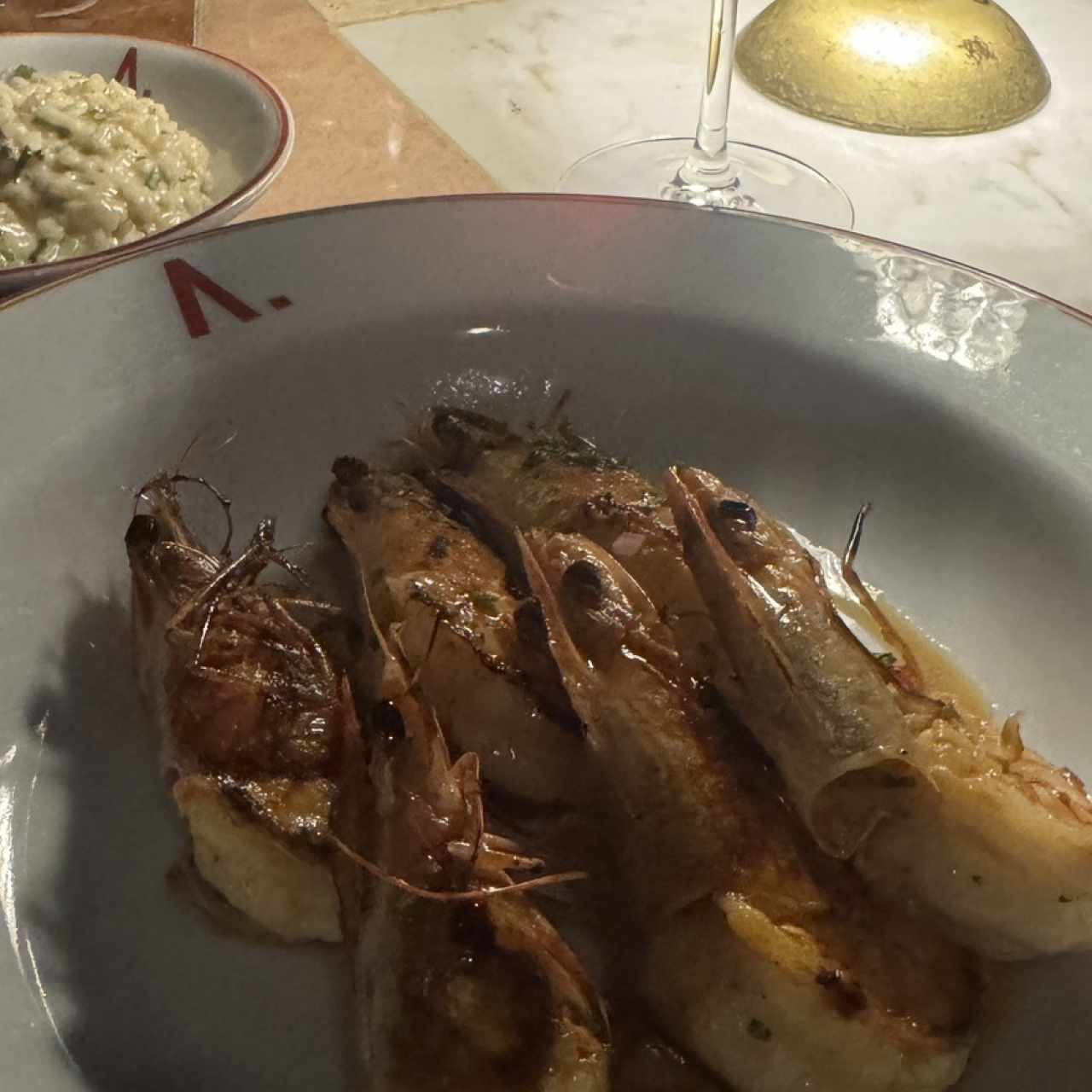 Camarones a la parrilla + Rissotto 