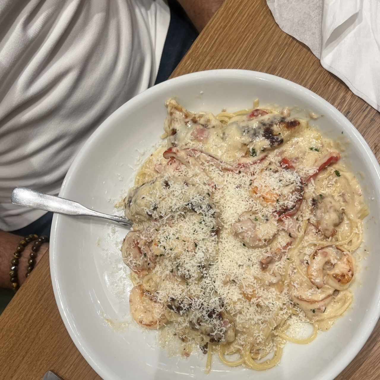 Chicken and shrimp carbonara