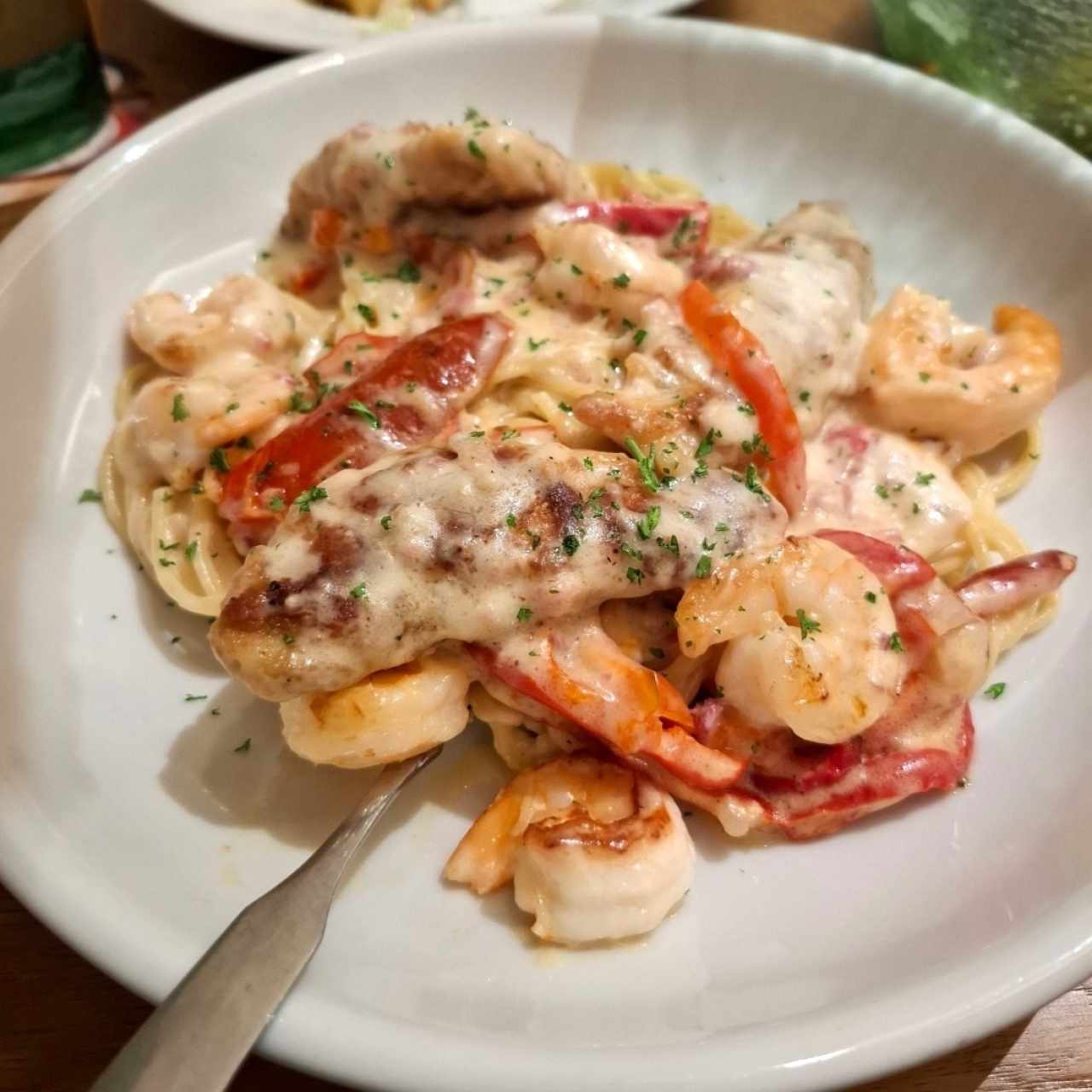 Chicken and Shrimp Carbonara