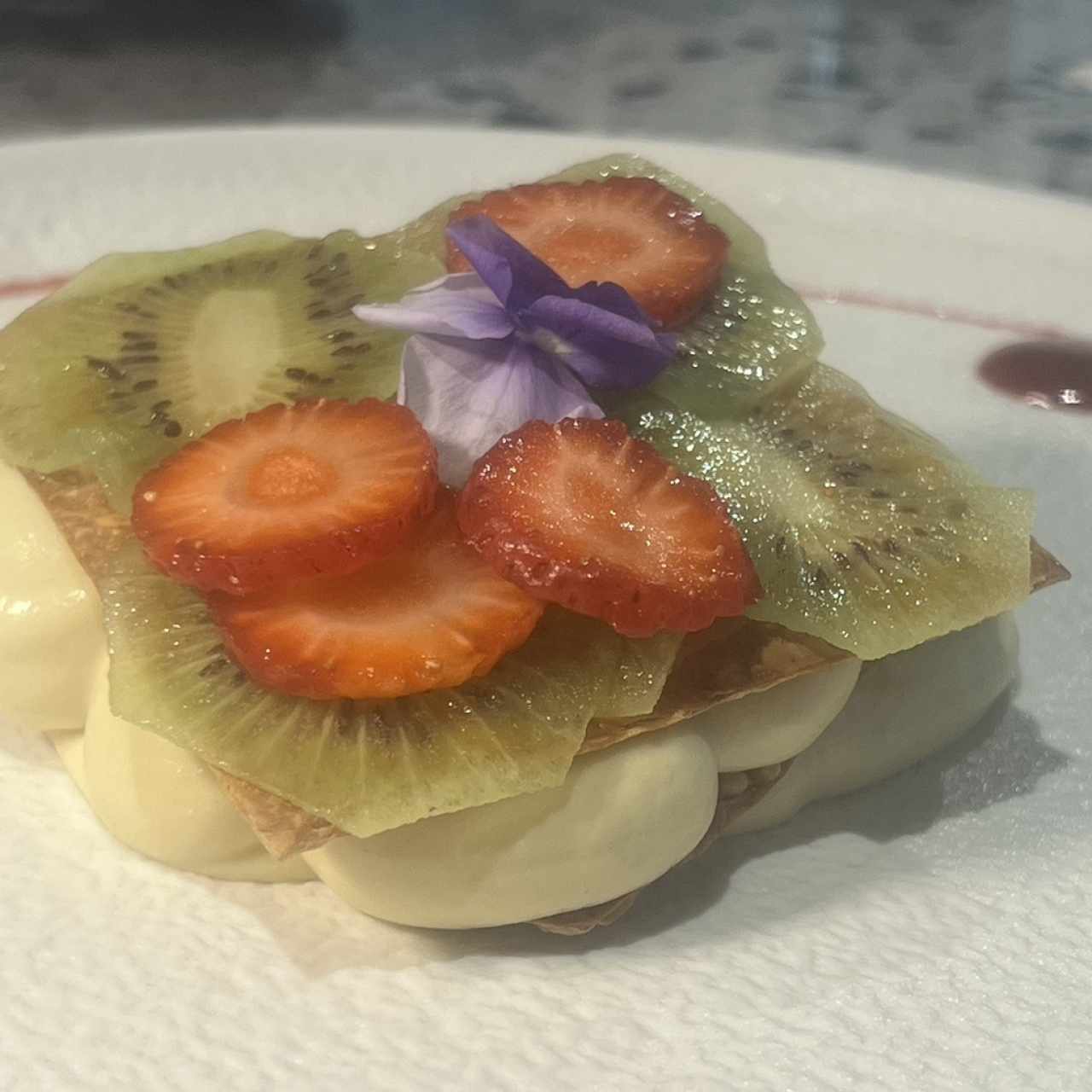 Mil hojas con crema de pistacho