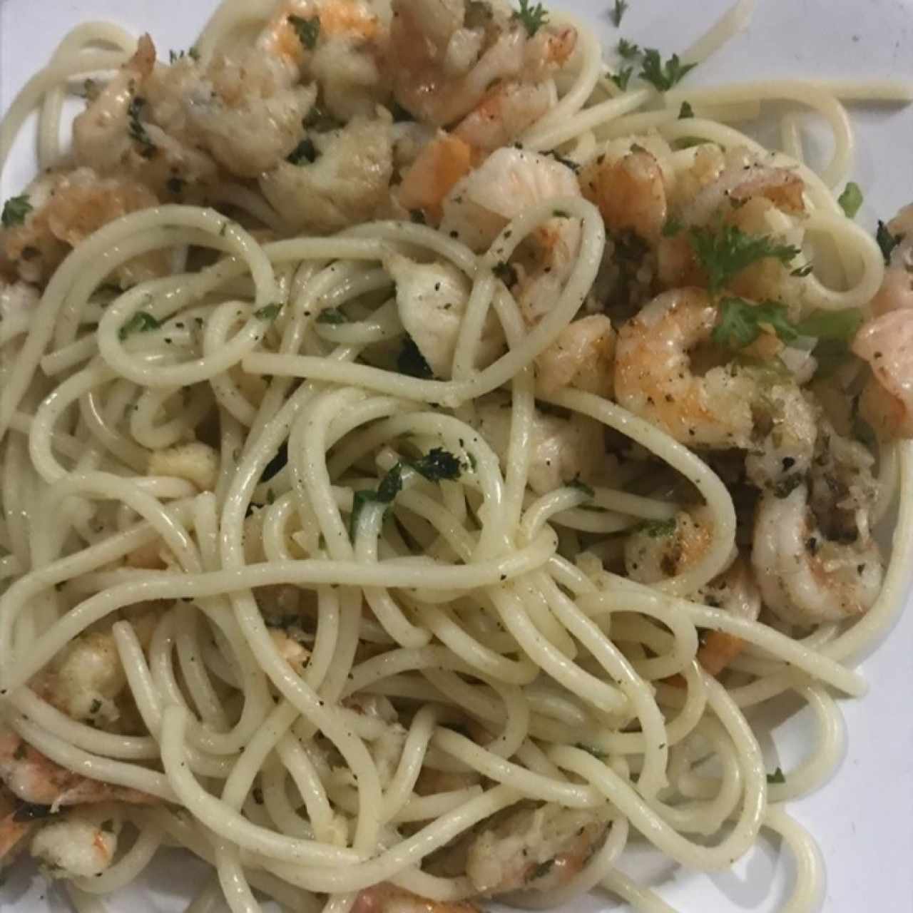 spaguetti con camarones