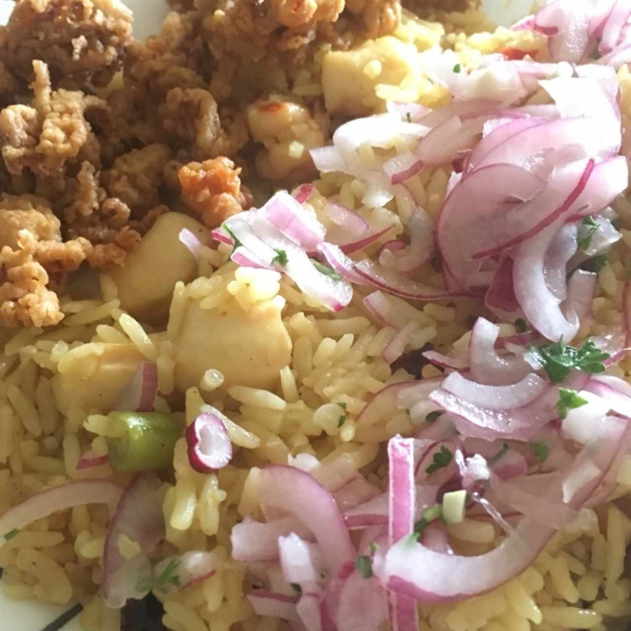 arroz mariscos y arañitas 