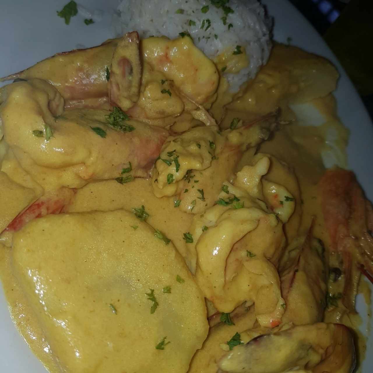 Langostinos en Ají  amarillo