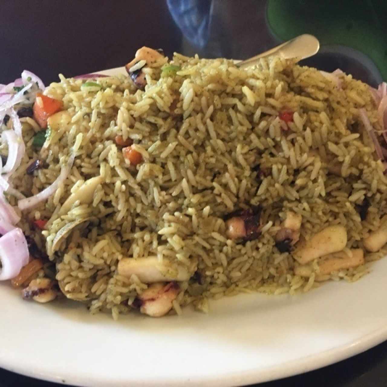 Arroz verde de marisco