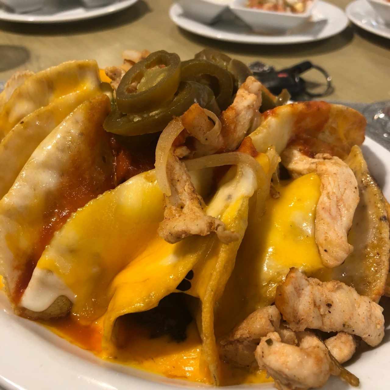 mini nachos de pollo