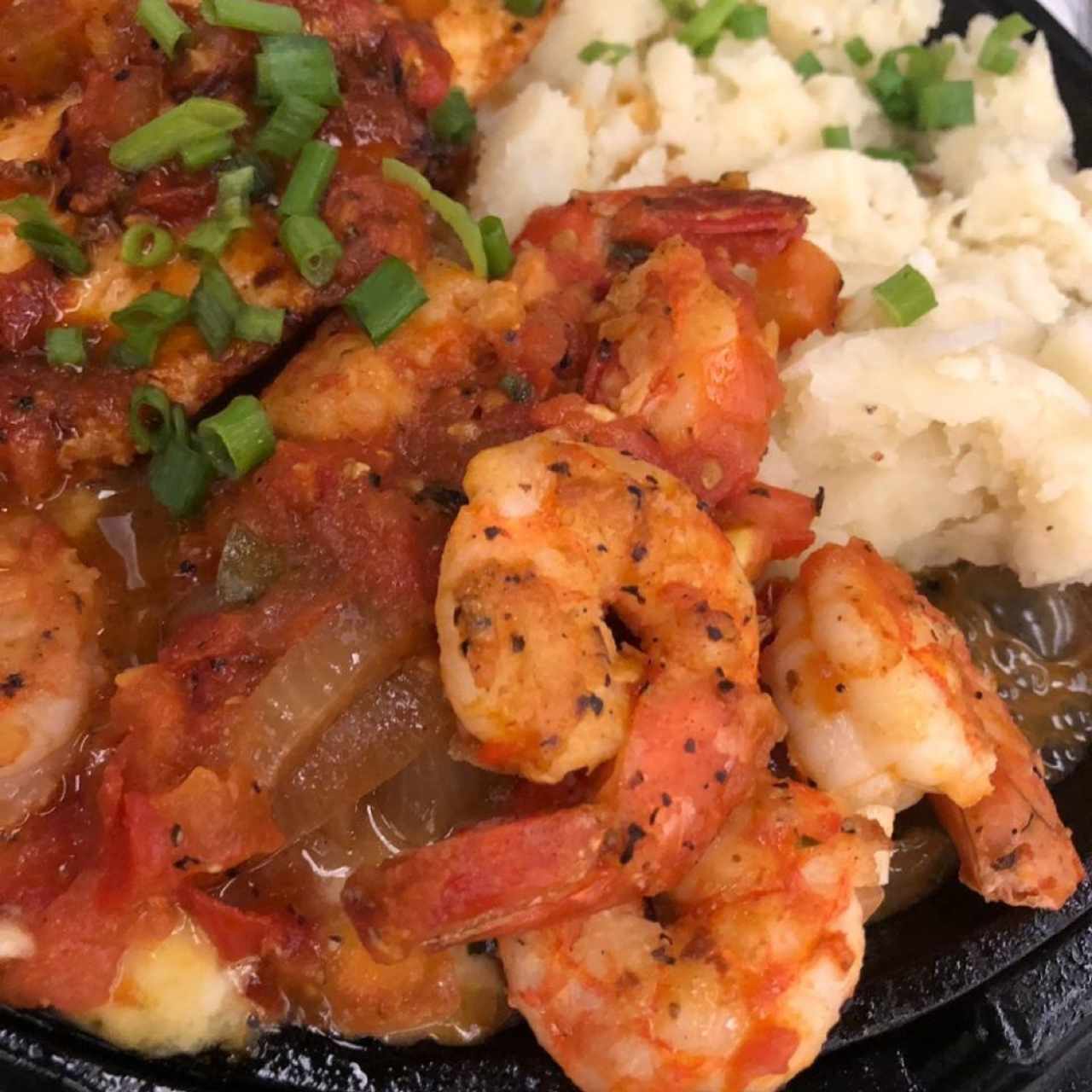 Sizzling Chicken and Shrimp. 