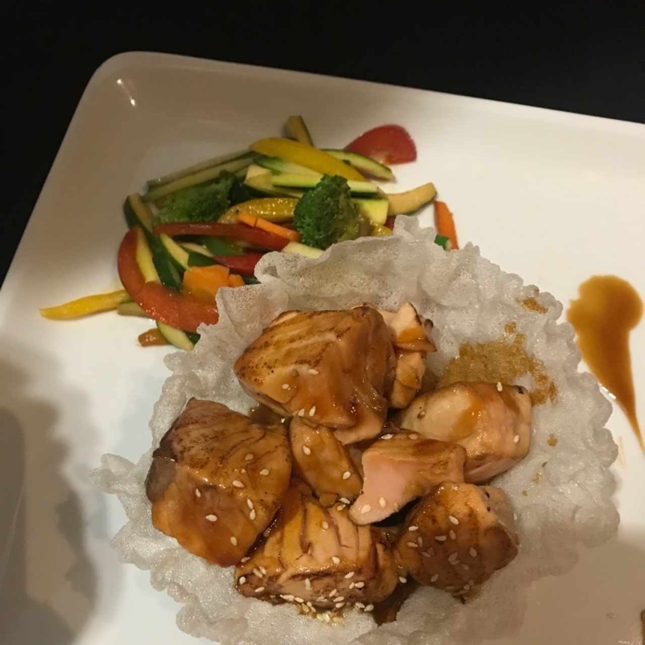 Salmón o atún teriyaki al grill