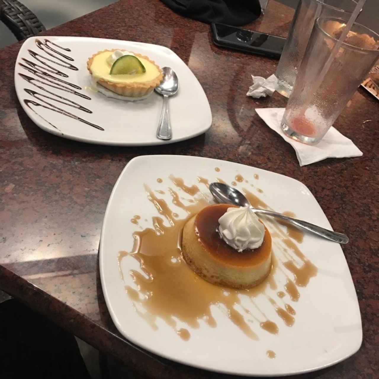 flan y pie de limón 