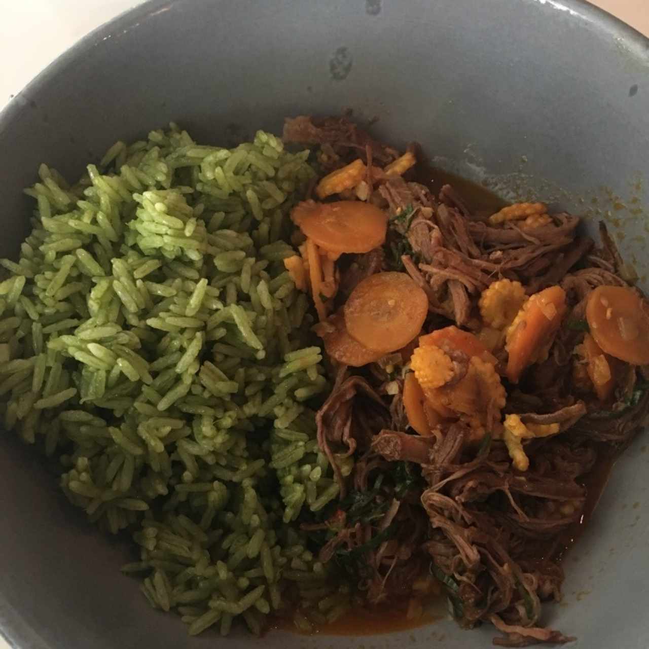 Ropa Vieja con Arroz de Hierbas