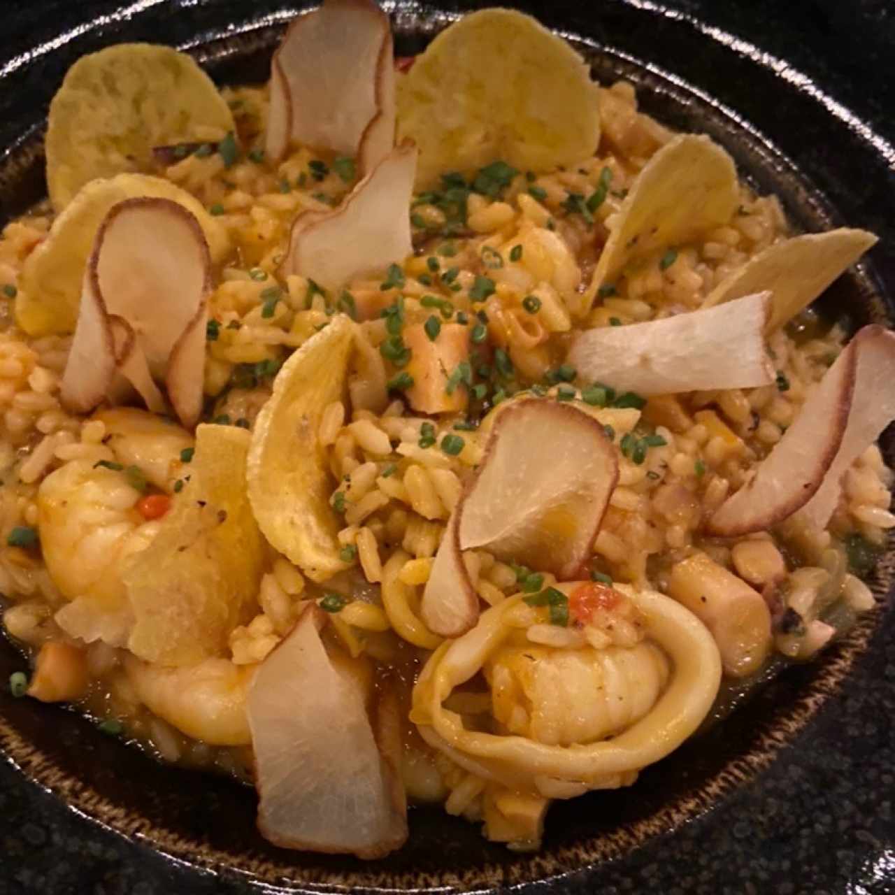 Guacho caribeño de mariscos