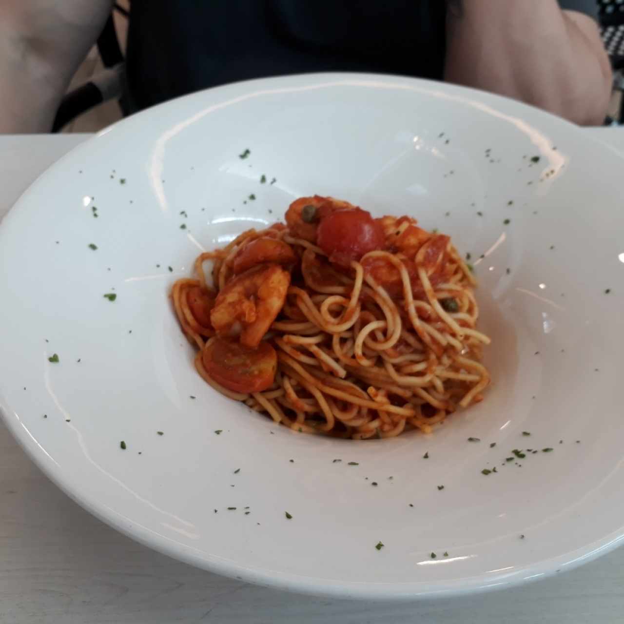 Spaghetti con Camarones