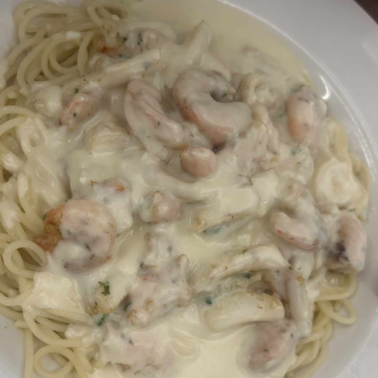 Spaguetti con Calamar y Camarón