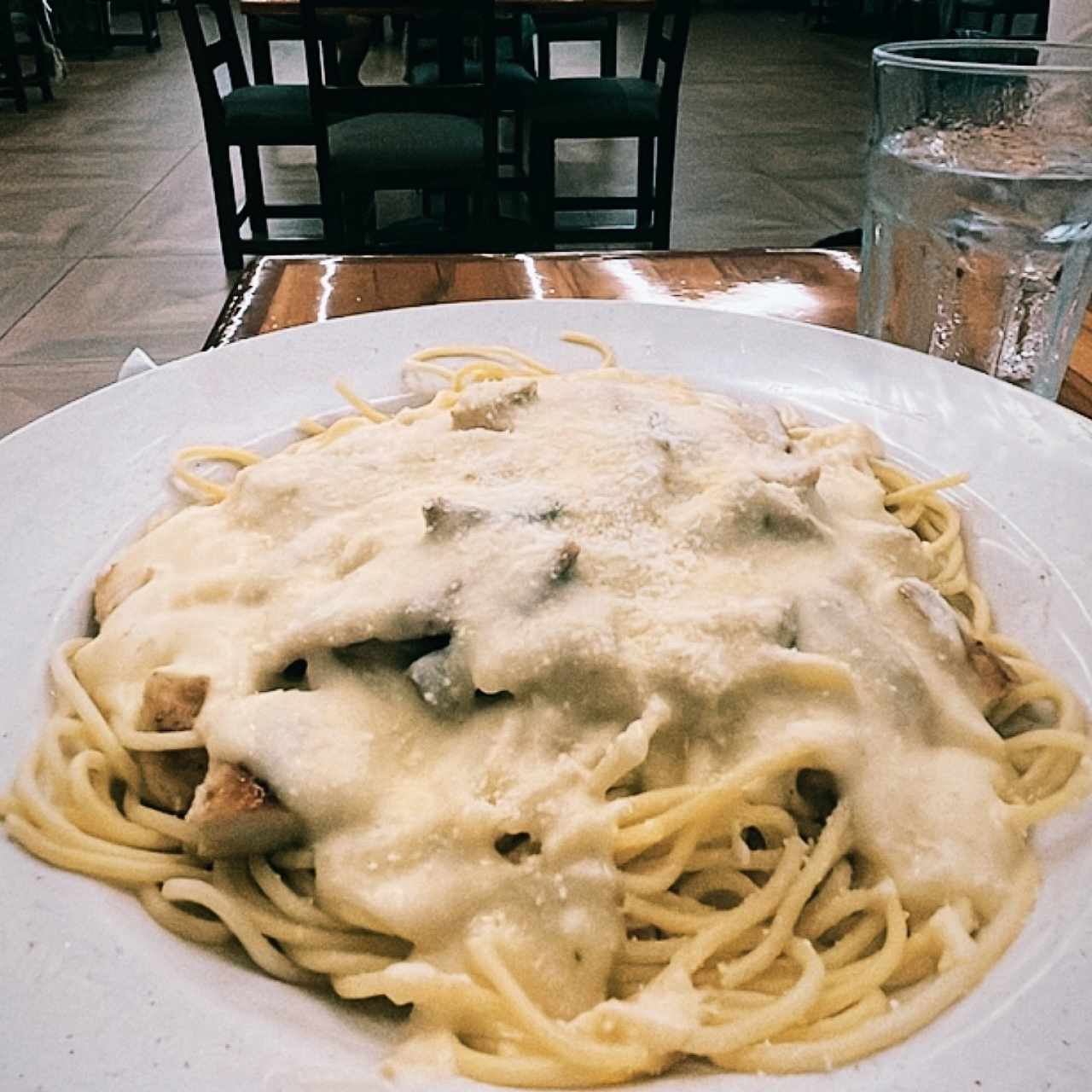 Spaghetti Alfredo con Bacon