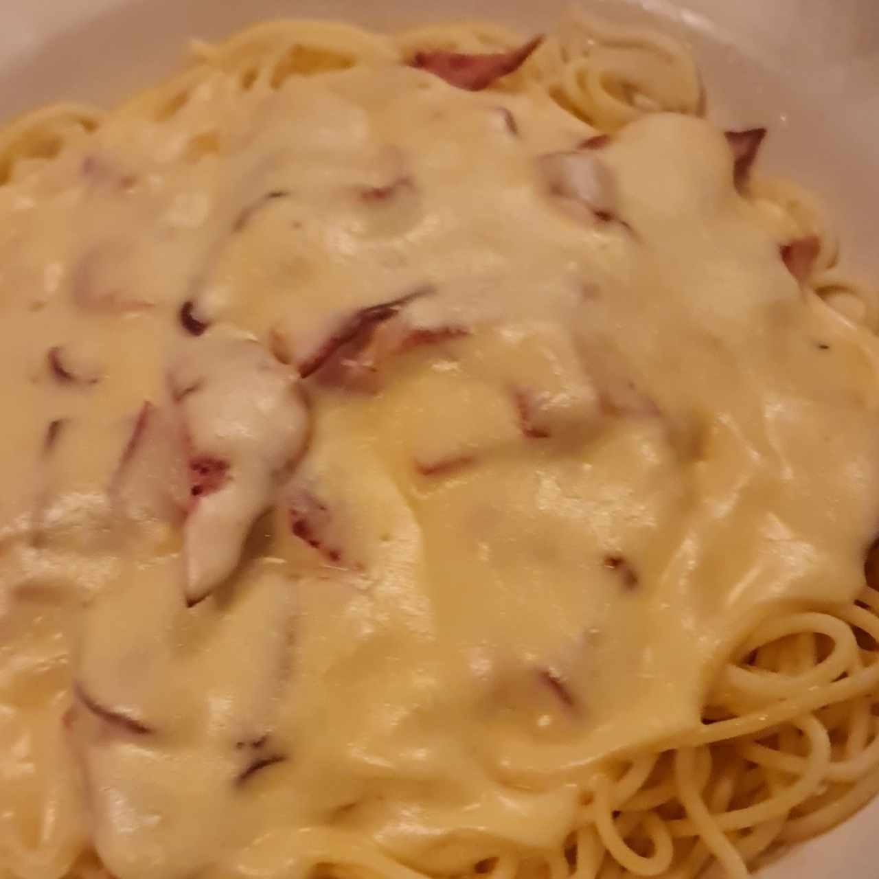 Spaghetti Alfredo con Bacon