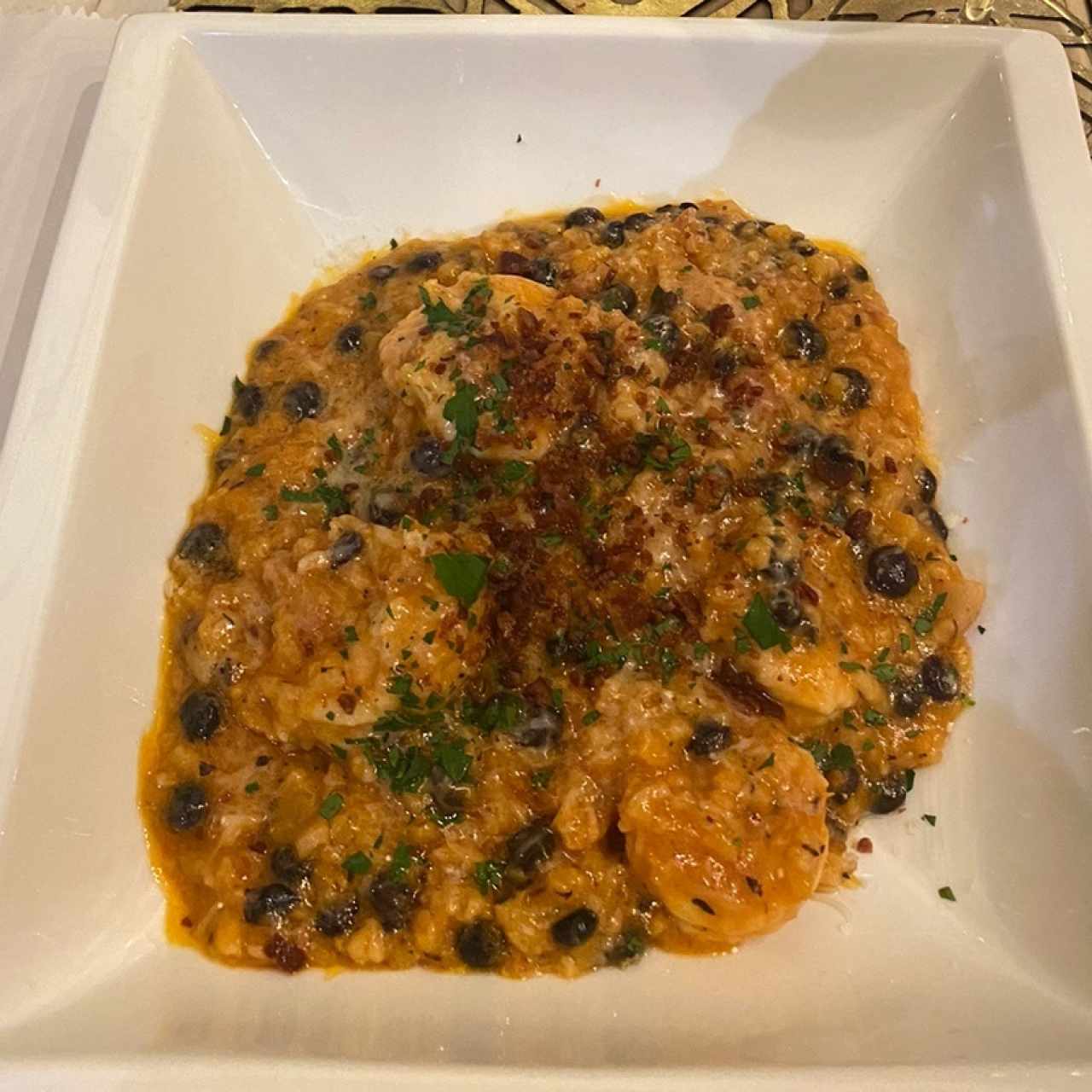 Risotto de guandú con langostinos 