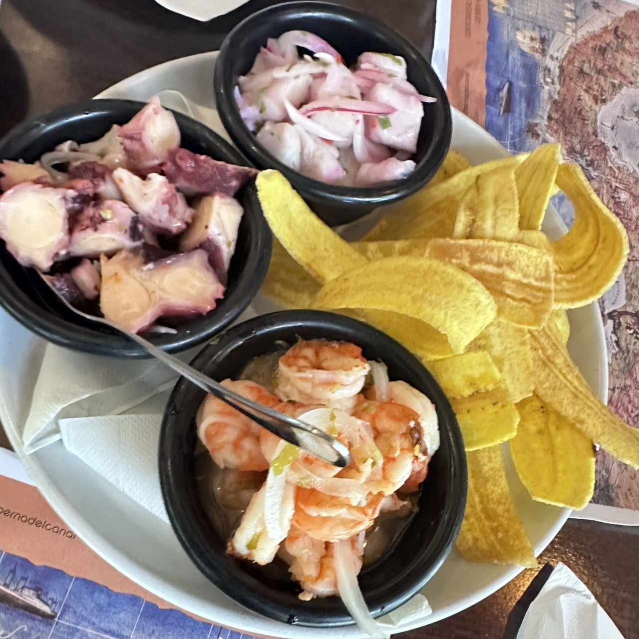 Trío de Ceviches de Pulpo, Camarón y Corvina