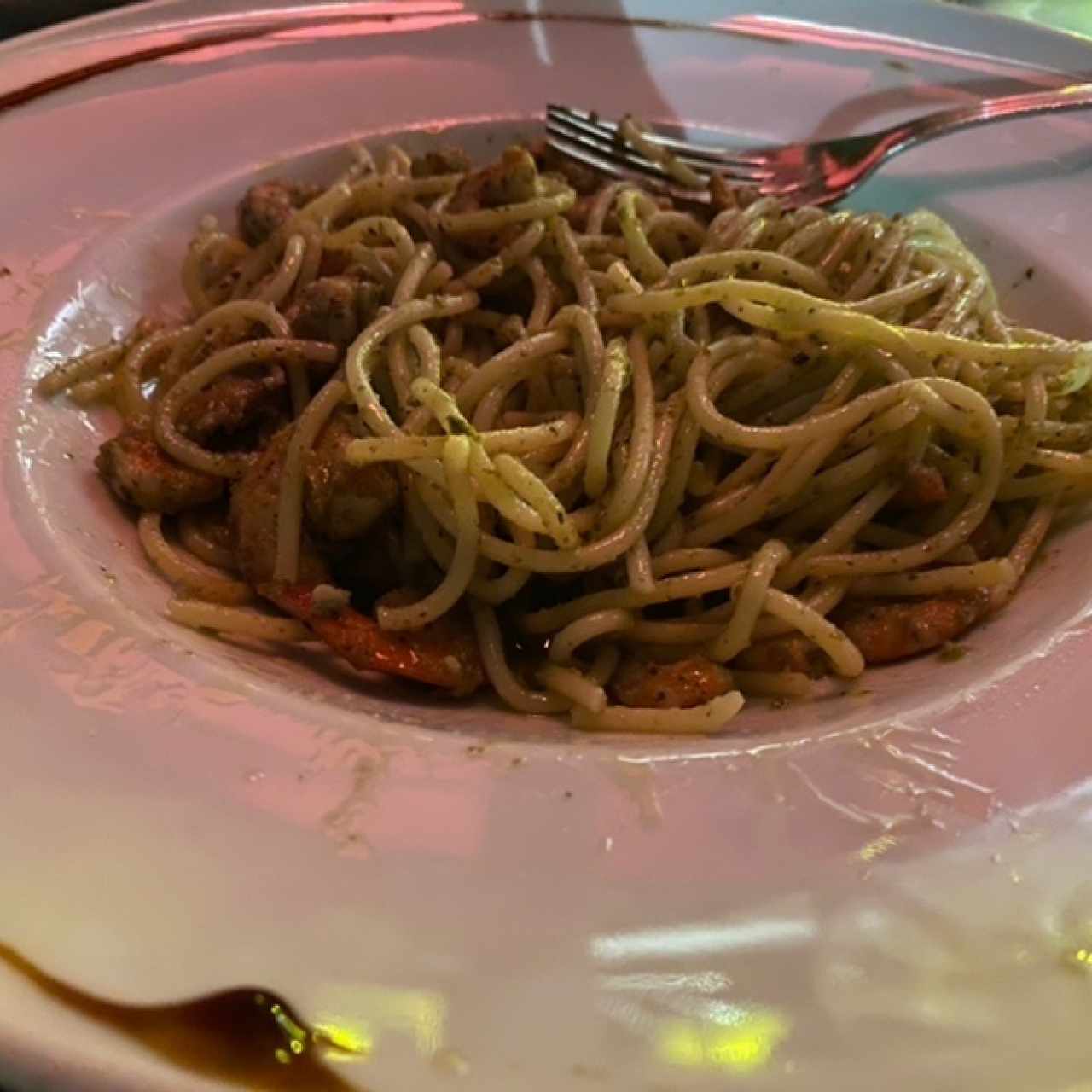 Pasta al Pesto con Camarones