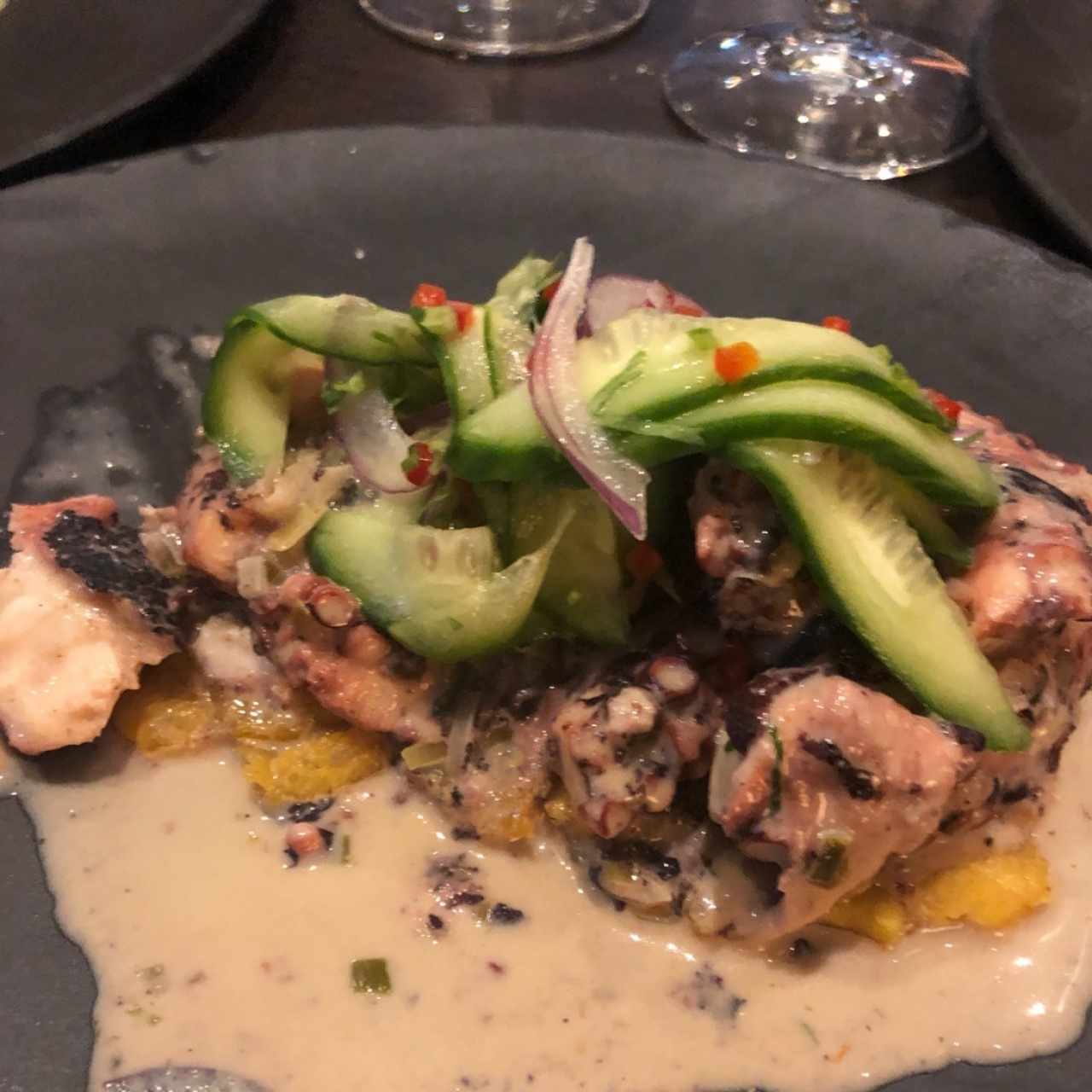 pulpo en salsa de coco