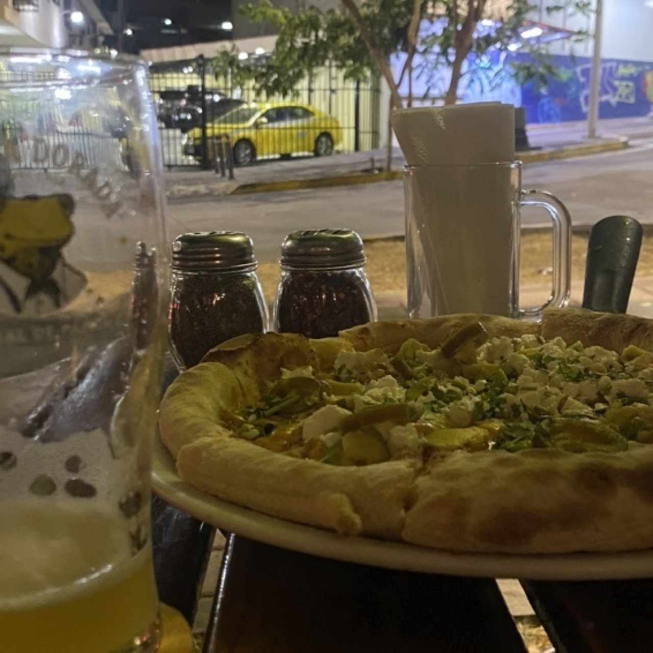 Mandarindo Sour + Chicken Taco Pizza