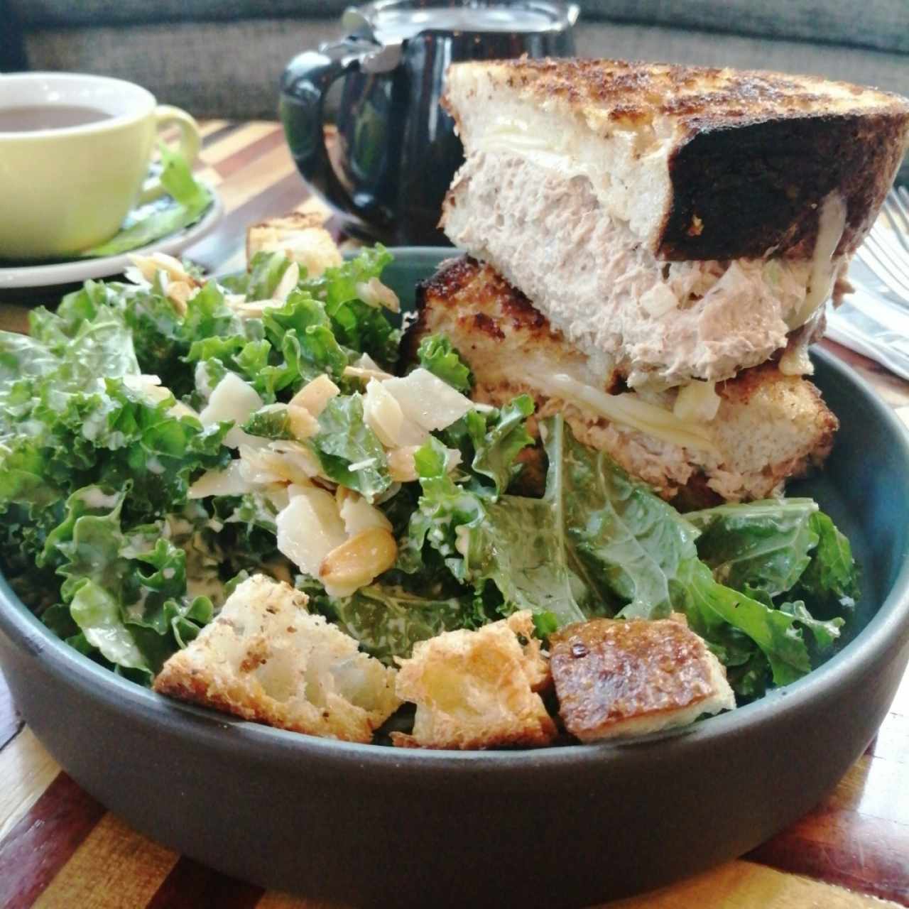 Tuna melt + Kale ceasar salad