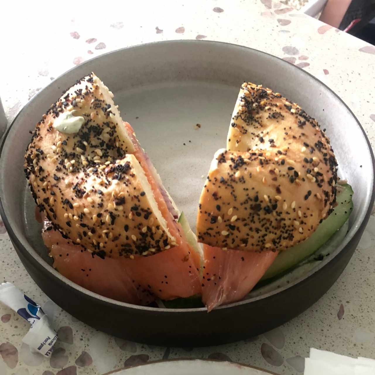 Smoked salmon bagel 