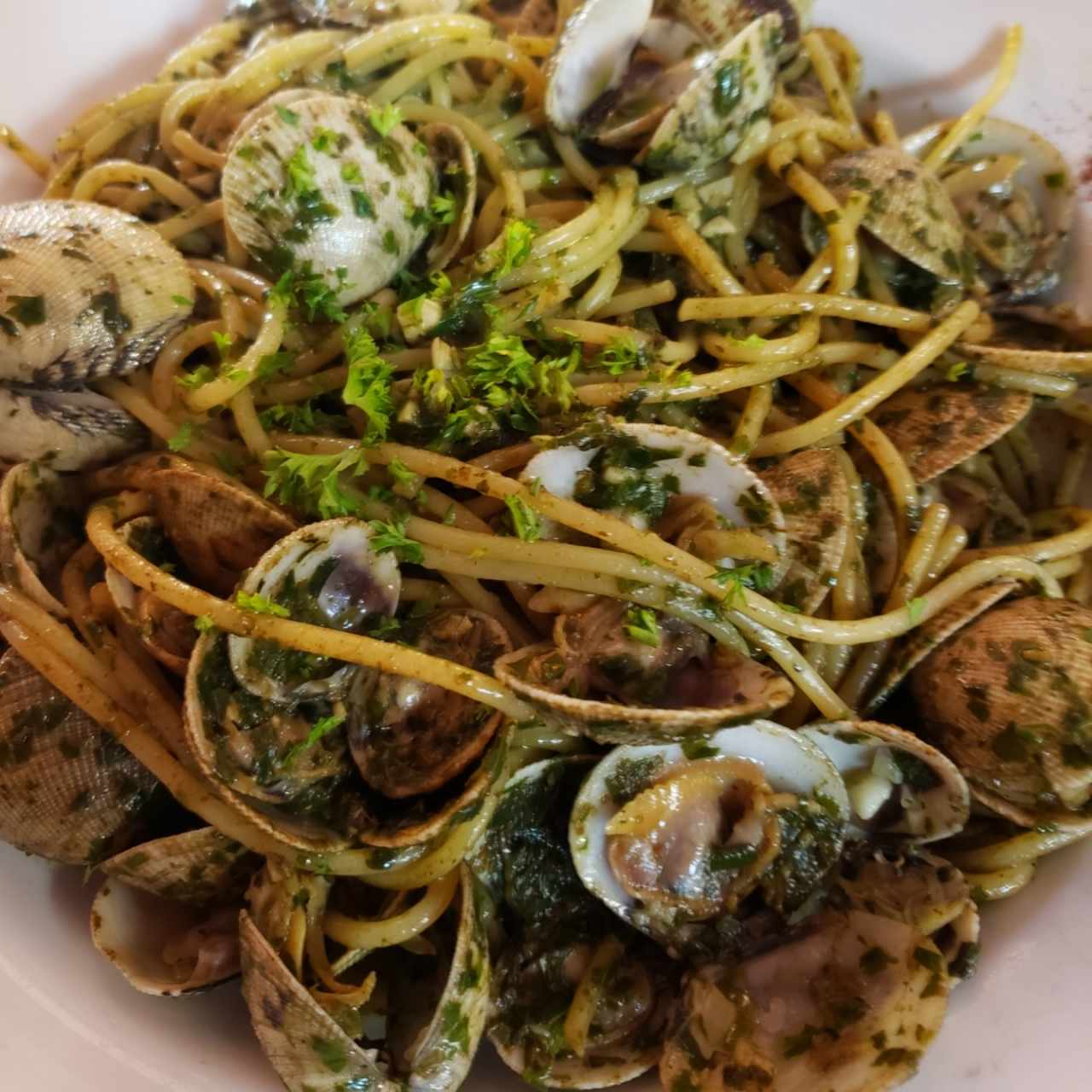 Pasta a la vongole al pesto