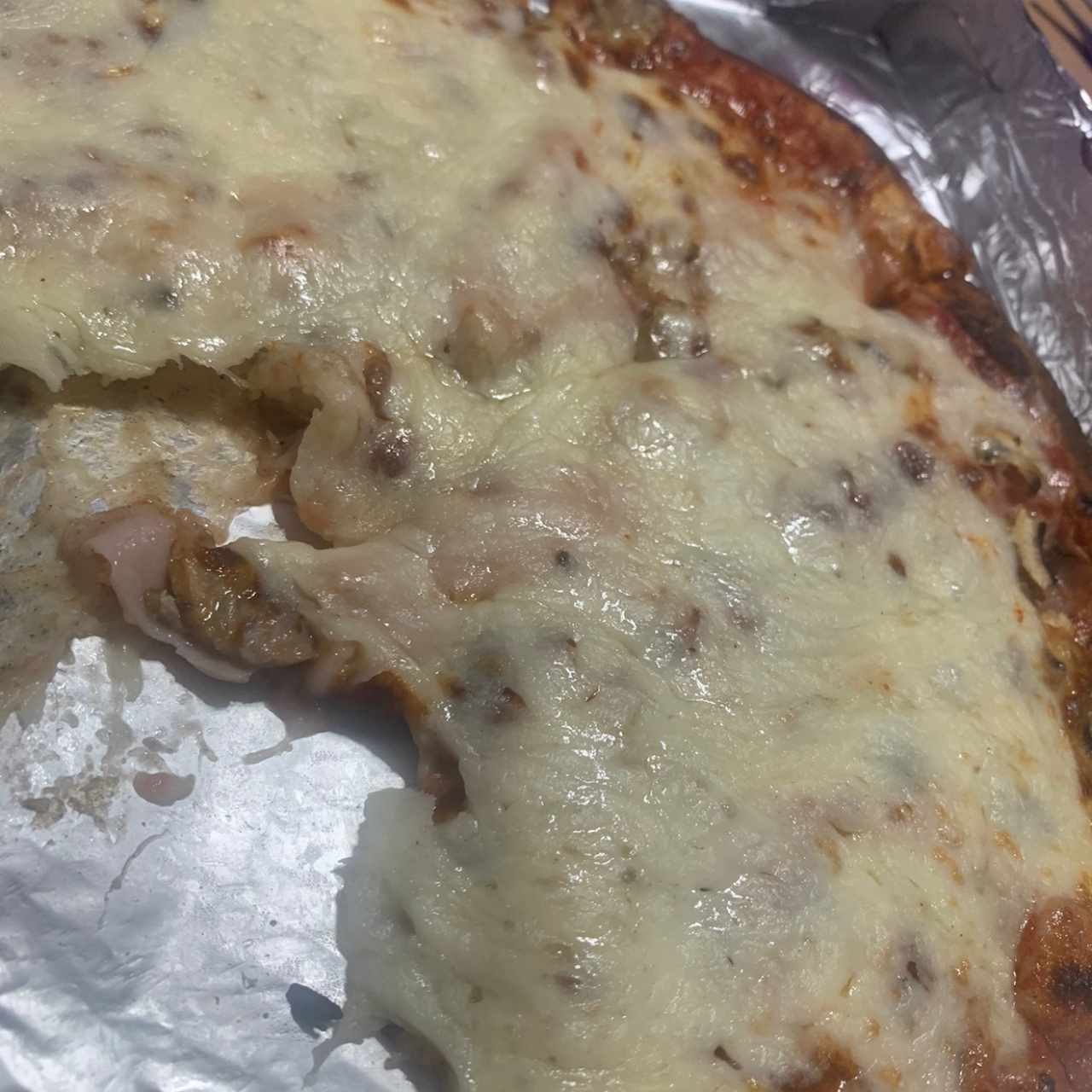 Pizza con jamón y hongos , tamaño individual