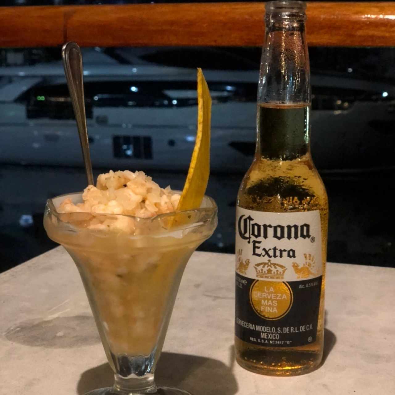 Ceviche de Camaron + Cerveza Corona