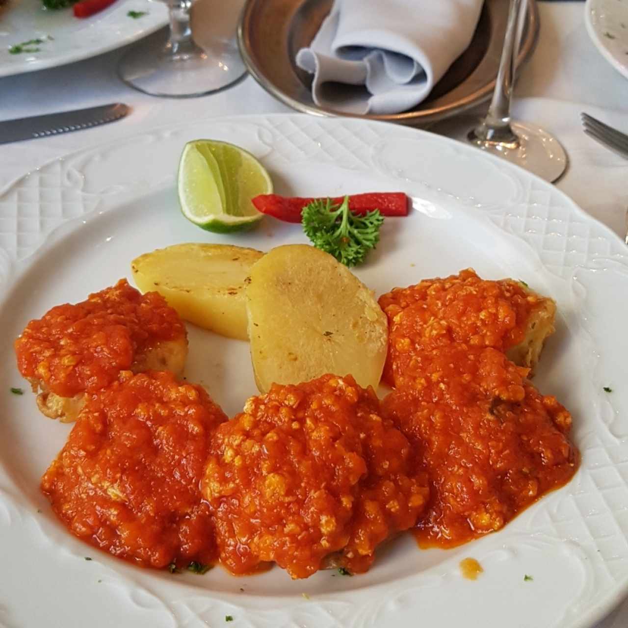 Langostinos rebozados en salsa de Langosta