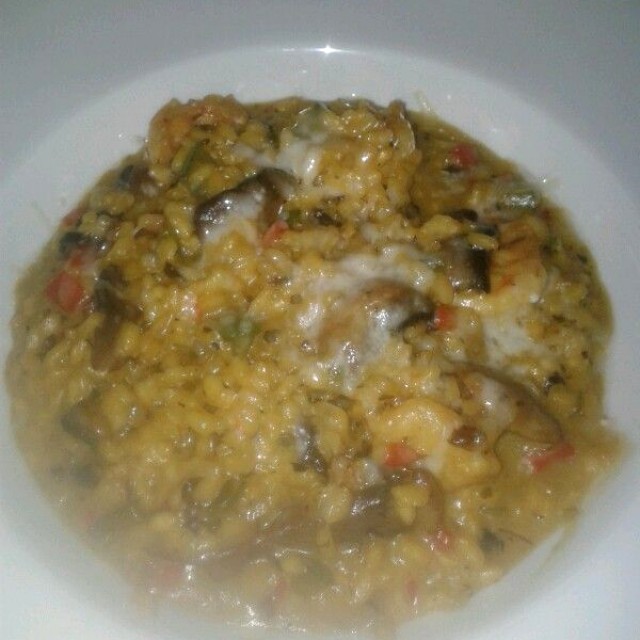 Risotto de langostinos y hongos