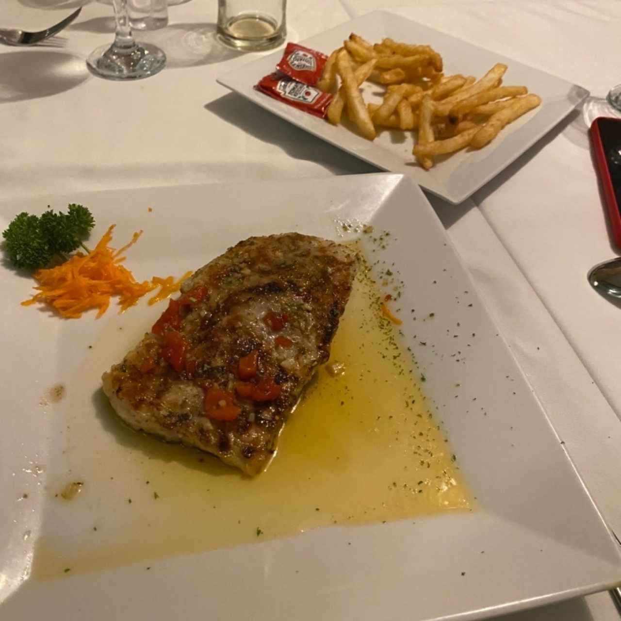 Corvina a la Pescatore al Olió