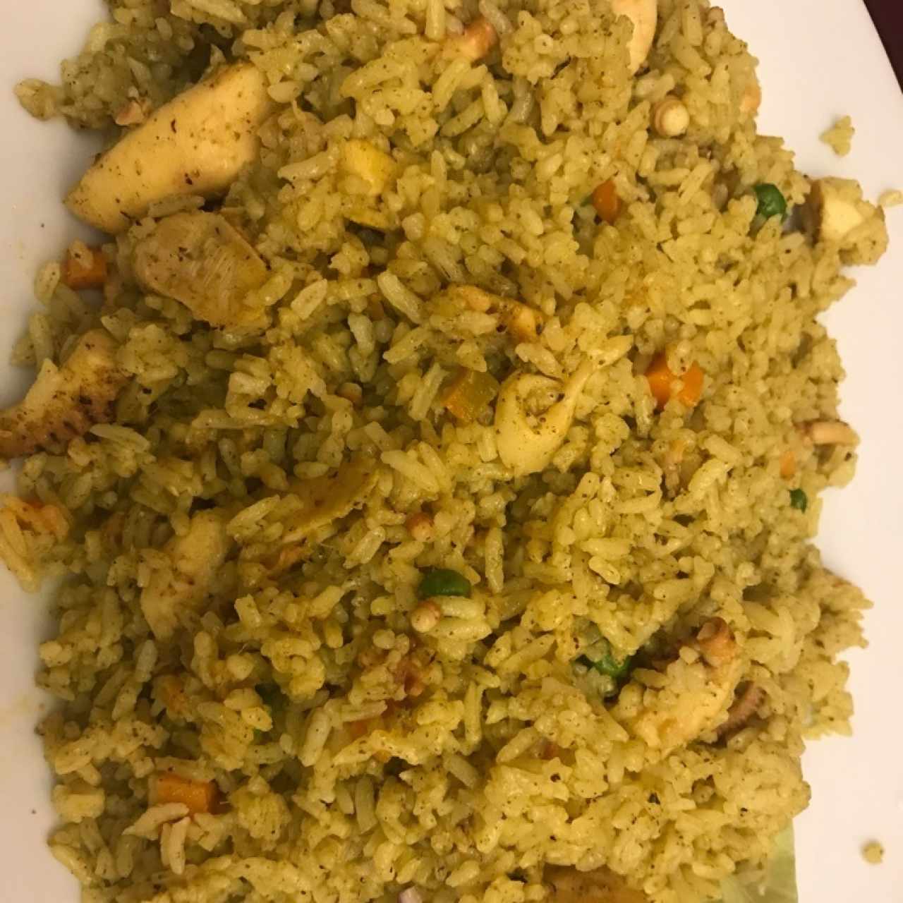 Arroz verde con mariscos