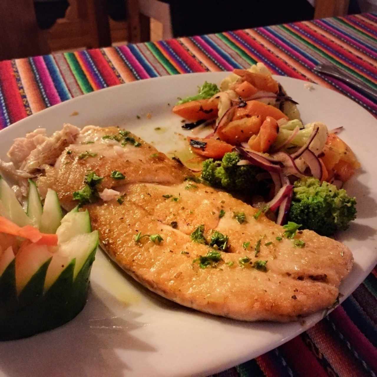 Corvina con Vegetales al Vapor