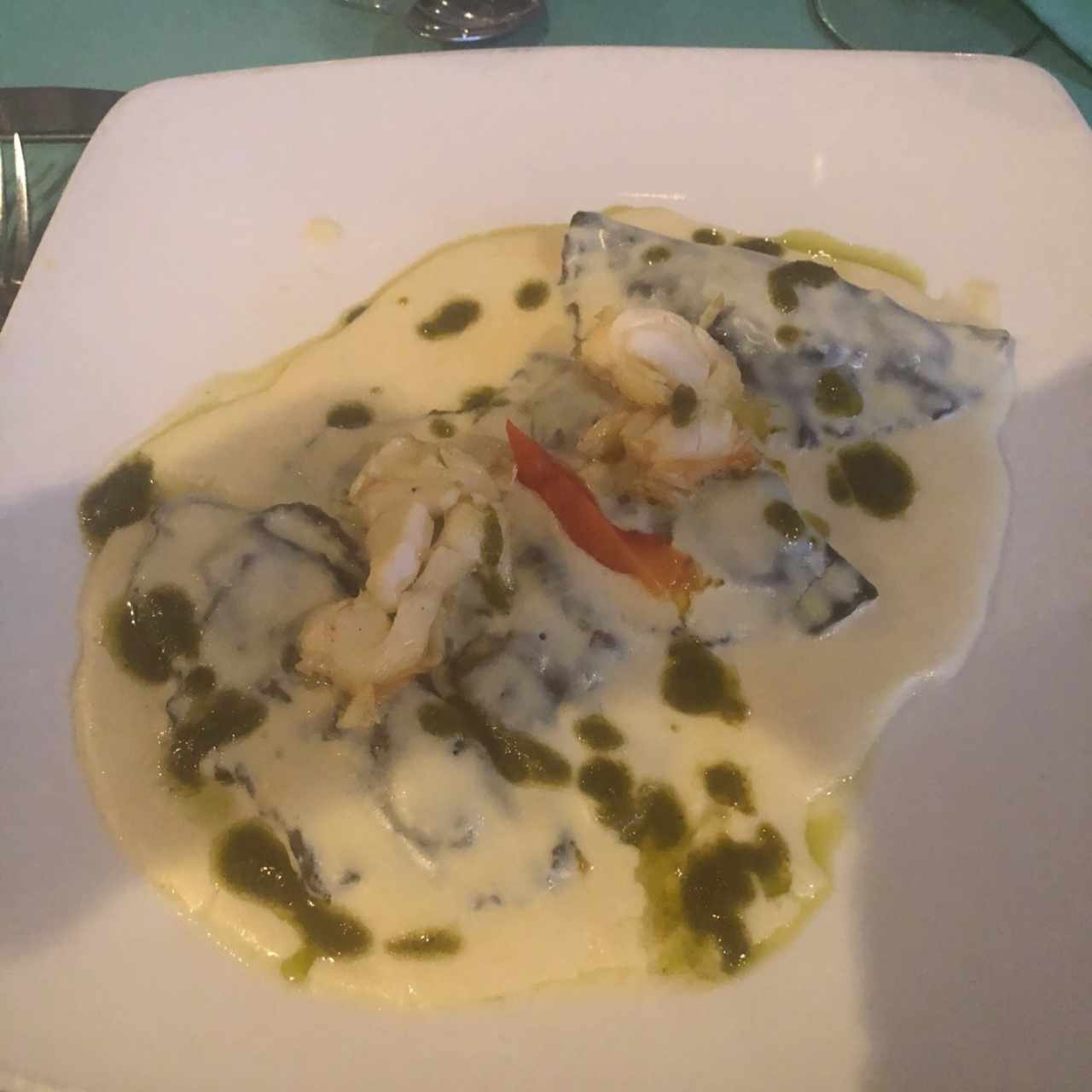 raviolis relleno de langostinos