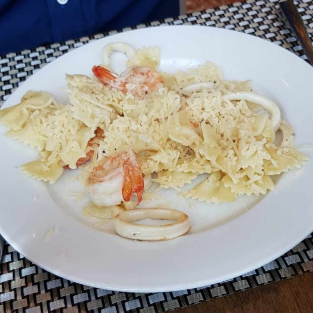 Pasta con mariscos.