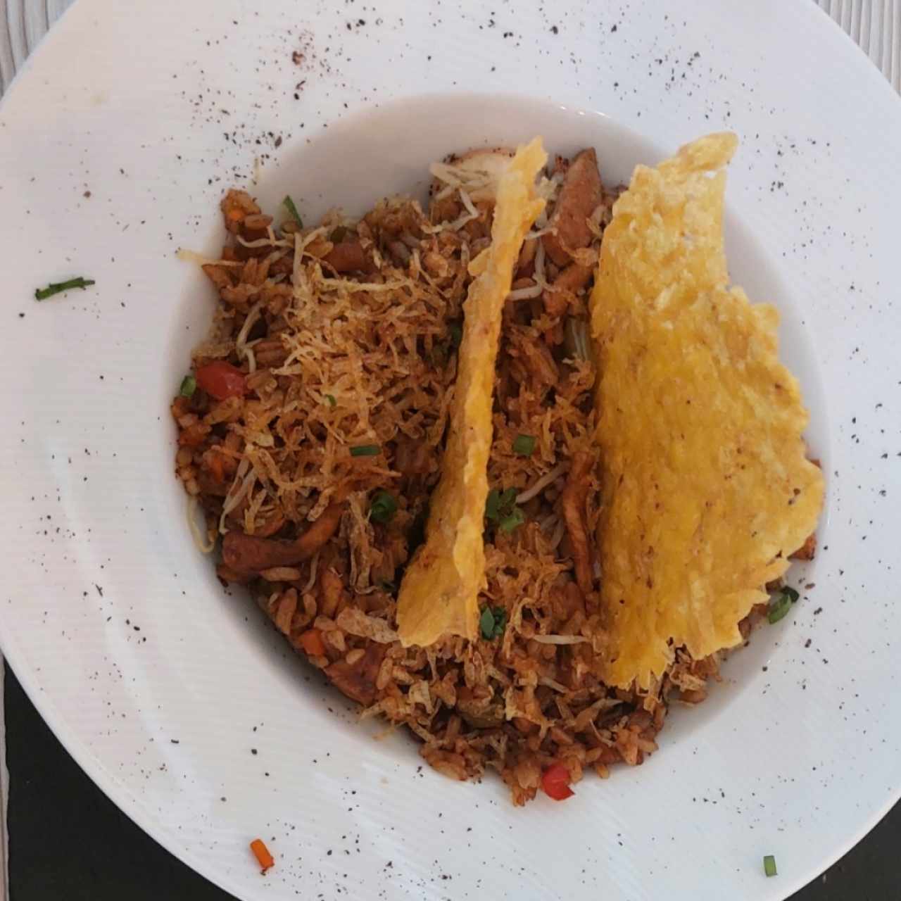 Arroz Thai con virutas de papa