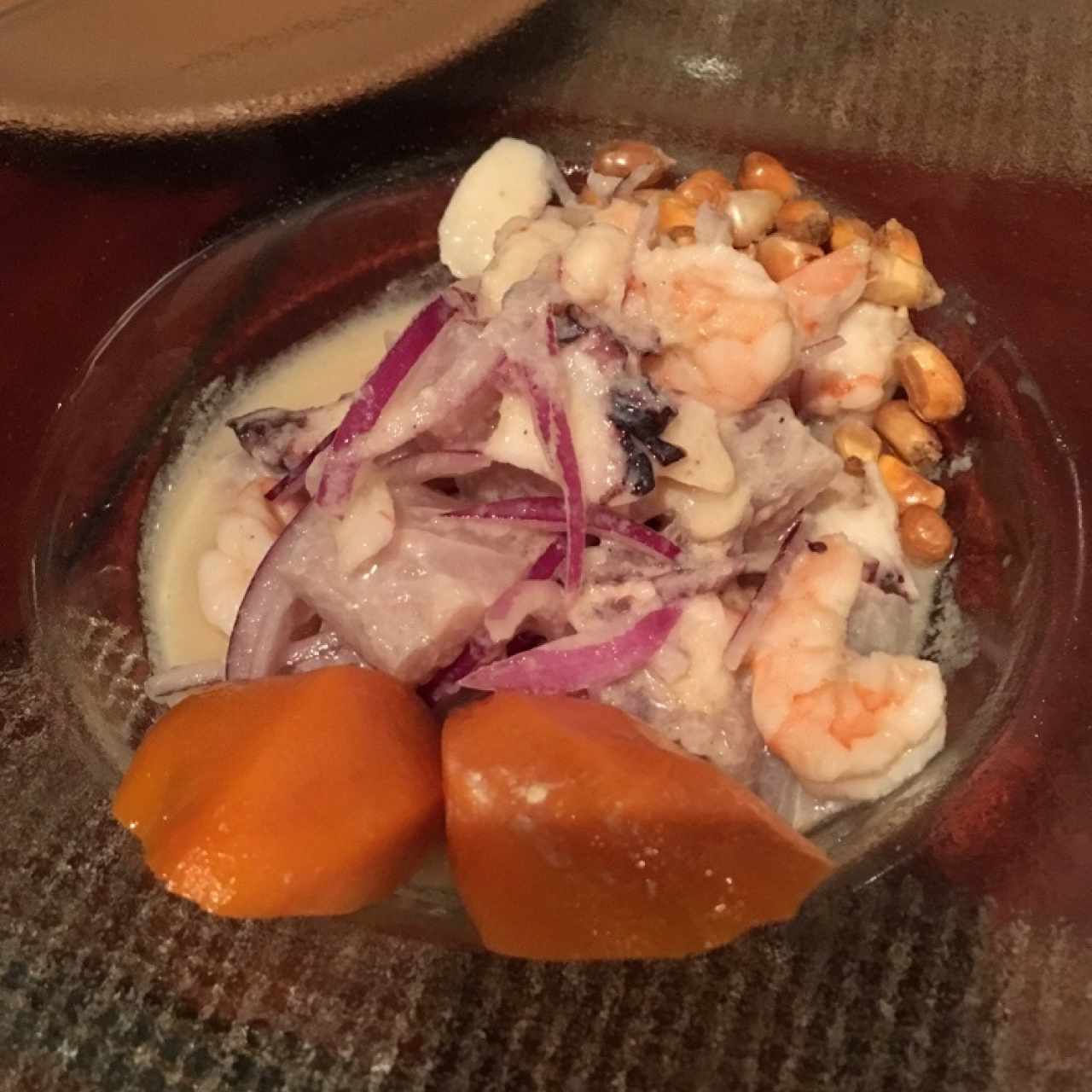 CEBICHE DE PESCADO, PULPO Y CAMARONES