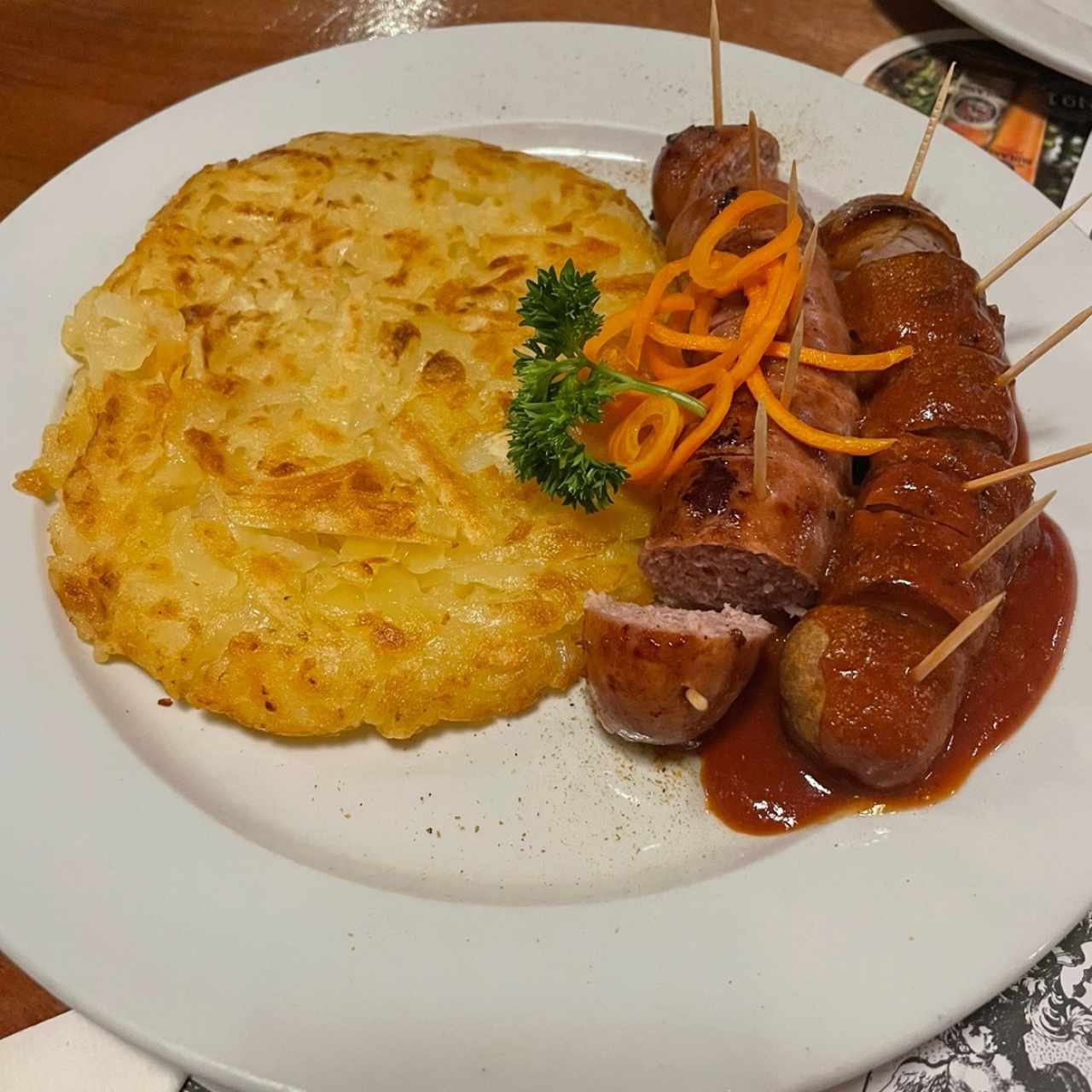 Roesti, thüringer bratwurst y currywurst