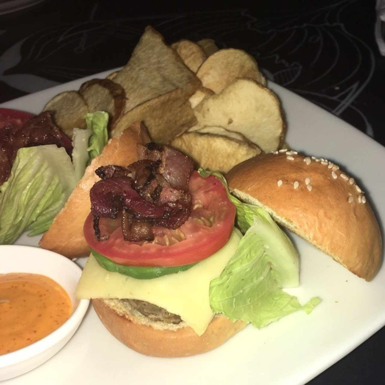 avocado burger + bacon