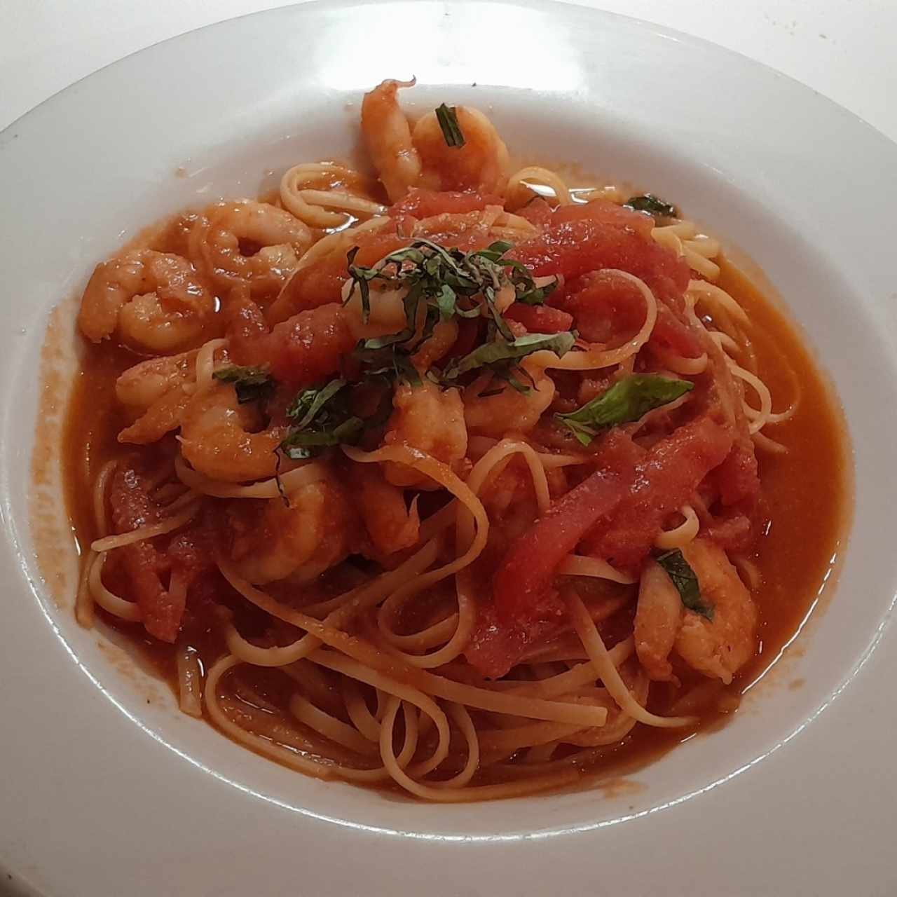 Pasta al filetto con camarones 