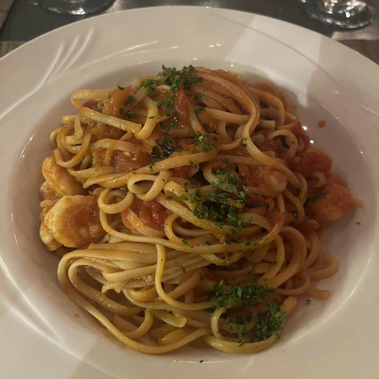 Pasta con camarones